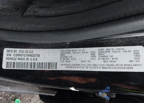 2021 Ram 1500 Big Horn 4X2 5'7 Box from USA, damaged, VIN 1C6RREFG1MN532758